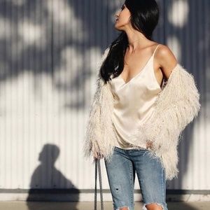 J.O.A. IVORY SHAGGY CARDIGAN